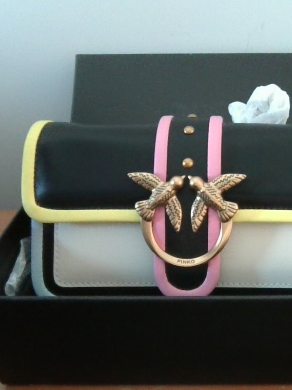 Pinko Leather Multi Color Crossbody Bag, Small with gold chain - Picture 4 of 5